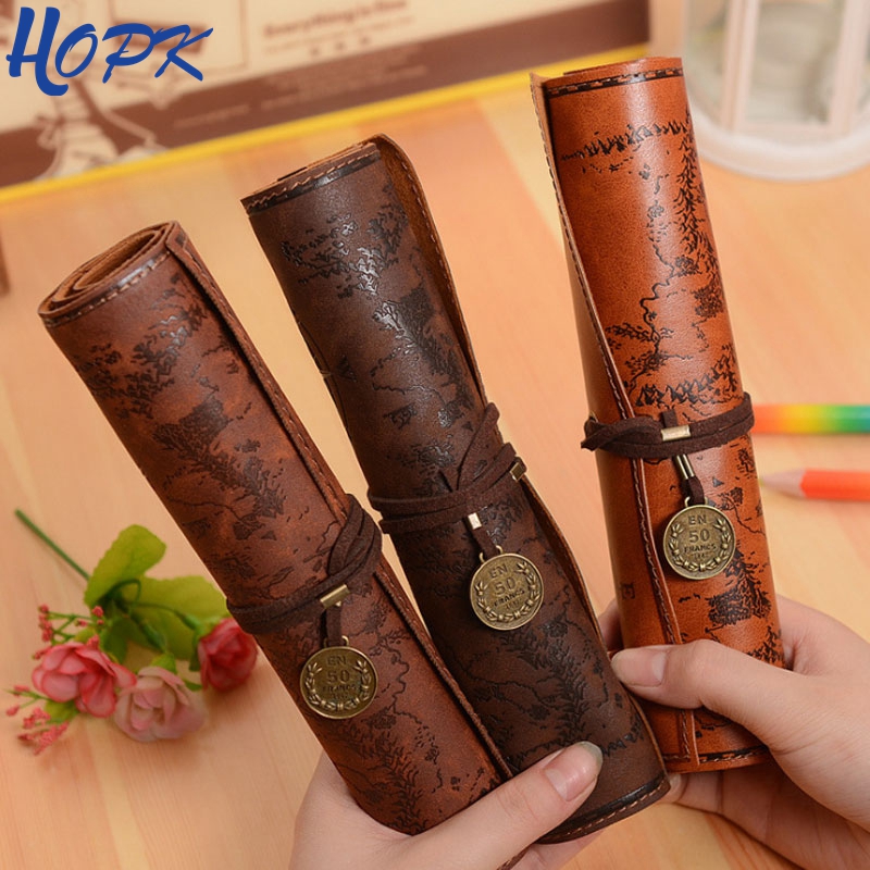 Leather Backpack Vintage - Vintage Retro Treasure Map Pencil Cases